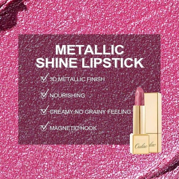 Oulac Metallic Pink Lipstick for  Women 4.3 g/0.15 oz (Hip & Hippie(11)) - Picture 6 of 8